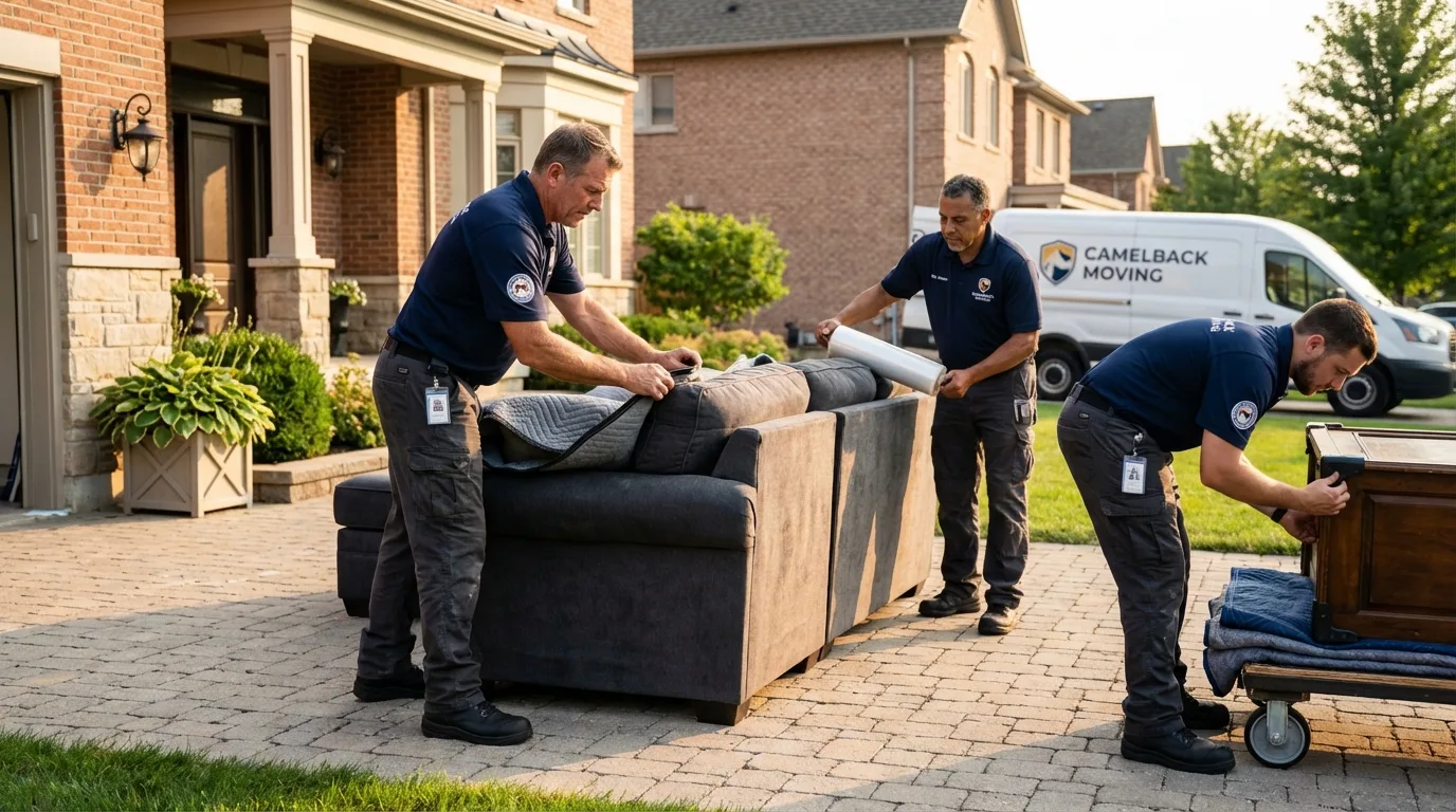 Large estate moving crew wrapping furniture in Wheatland, CA